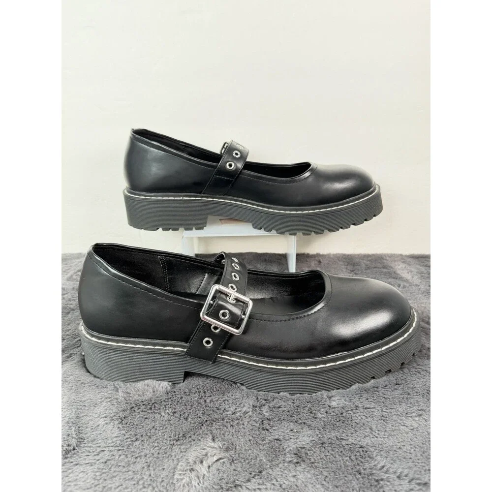 Wild Fable Women’s Size 10 Black Mary Jane Platform Lug Sole Buckle Shoes